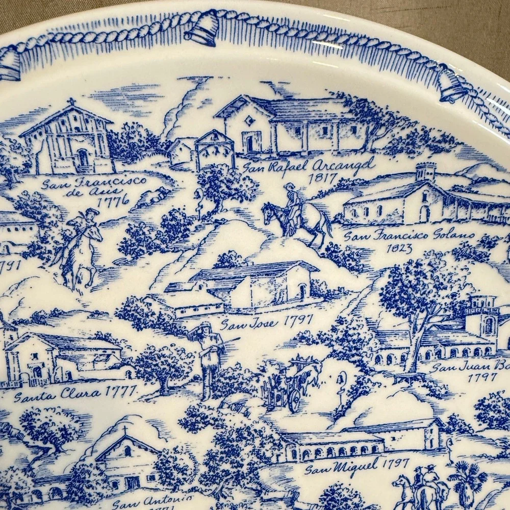 Vernon Kilns El Camino Real California Missions Plate Annette Honeywell Blue